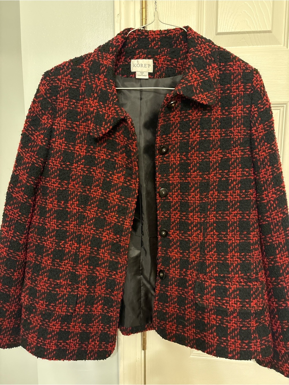 Koret Black and Red Tweed Button-Up Blazer